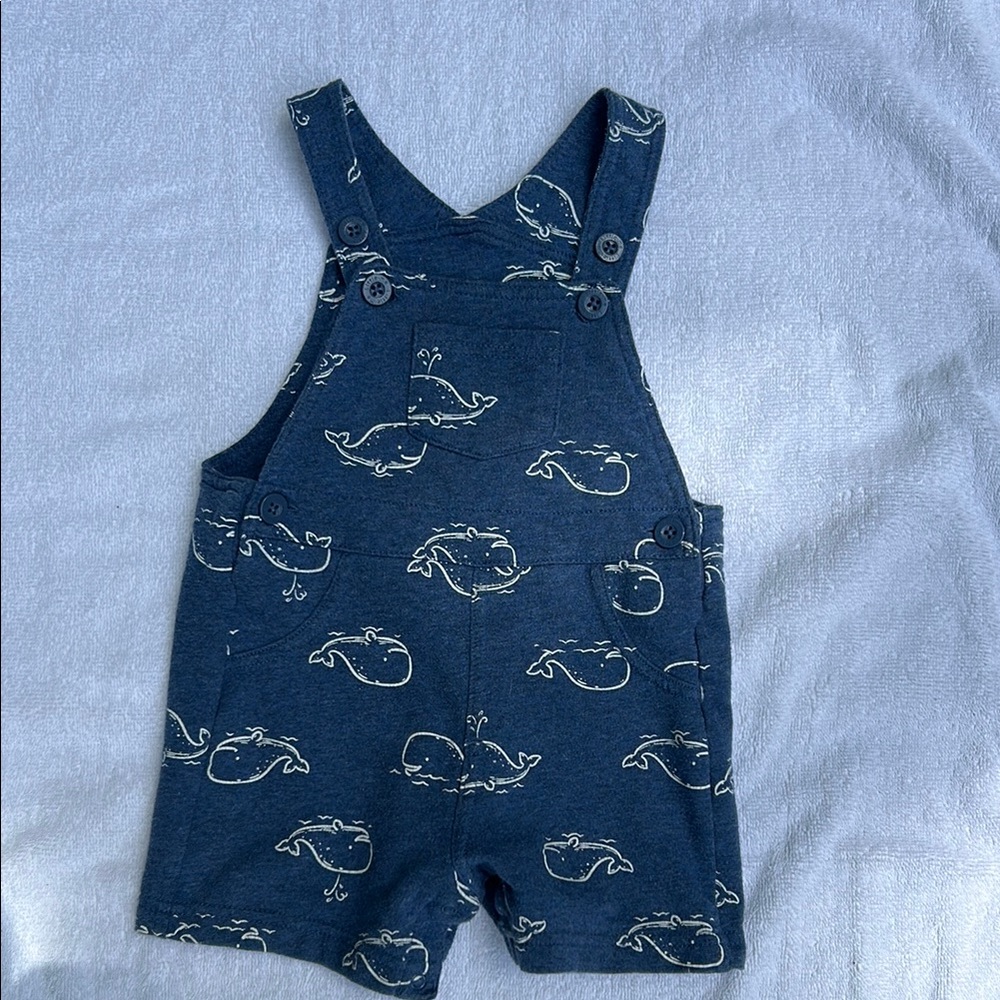 Whale Print Kids Overalls